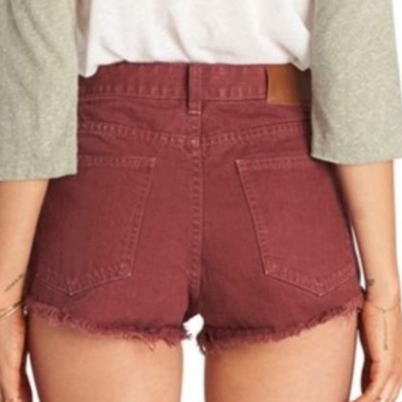 🔆BILLABONG🔆 JEAN SHORTS maroon stretch, button, comfortable popular - Picture 9 of 11